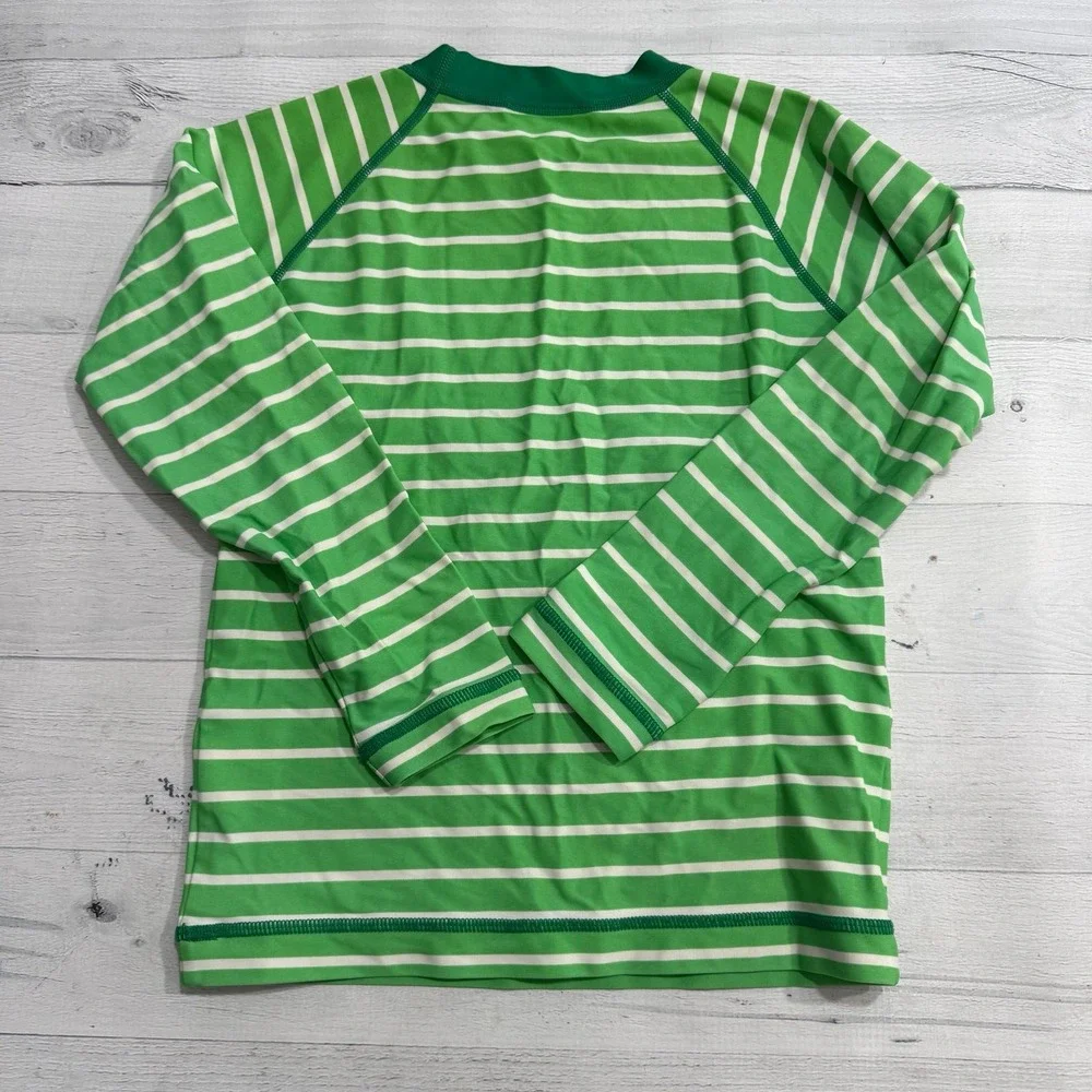 Hanna Andersson kids green striped long sleeve rash guard 110/5